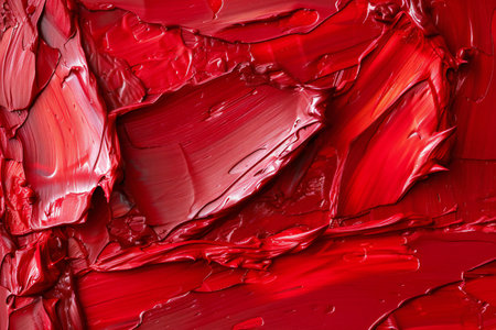 Red paint smudged on a white background close-up.の素材