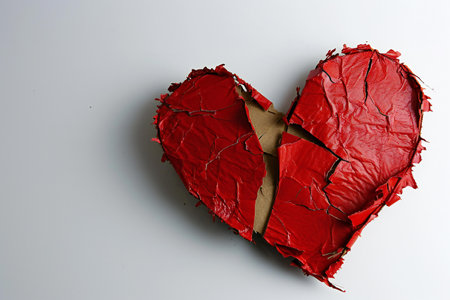 Broken heart isolated on white background, valentines day conceptの素材