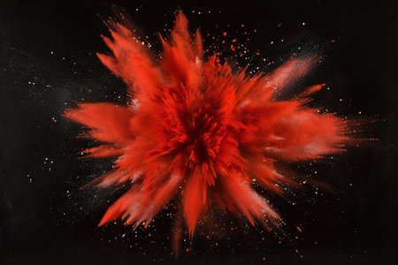 Explosion of colored powder on a black background. Abstract colored backgroundの素材