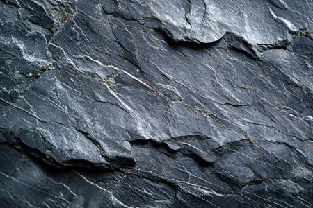 Black stone texture background. Close up of natural stone with cracks.の素材