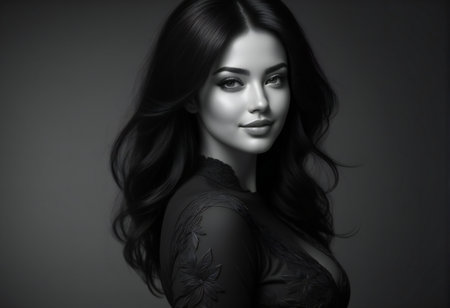 Portrait of beautiful brunette woman with professional make-up.の素材