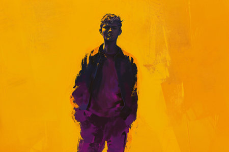 Digital painting of a young man with a fashionable hairstyle. Modern art.の素材