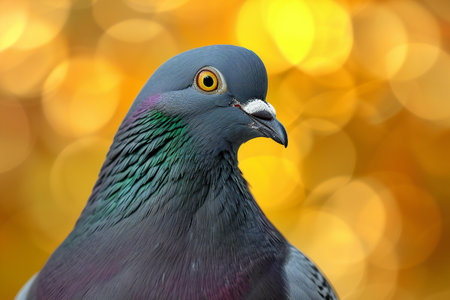 portrait of a pigeon on a bokeh background close upの素材