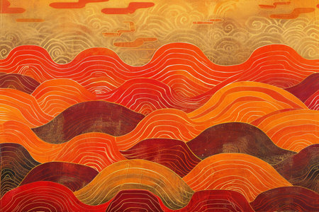 Abstract background with waves and patterns. Grunge paper texture.の素材