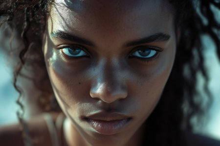 Close-up portrait of a beautiful african american young woman.の素材
