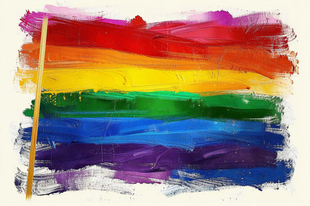 Colorful brush strokes painted on canvas. Abstract background for your design.の素材