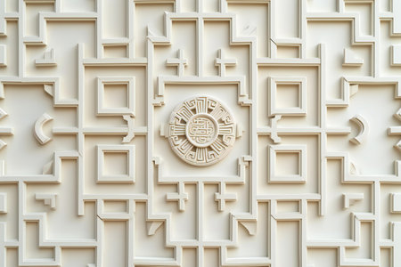Traditional oriental pattern on the wall of the building. Background.の素材
