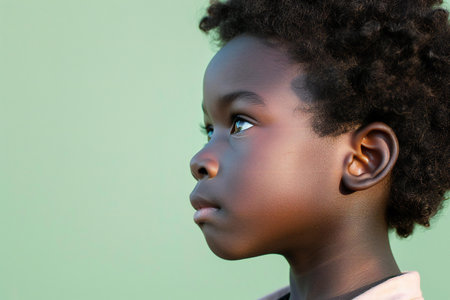 Portrait of a cute african american little girl looking awayの素材