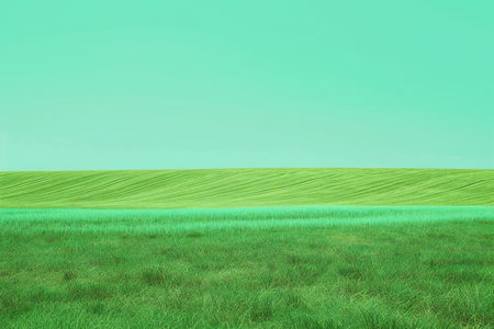Green field with grass and blue sky.の素材