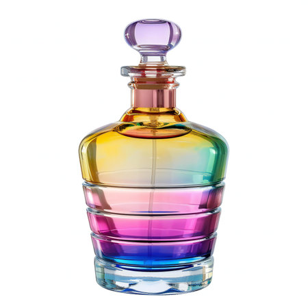 Colorful perfume bottle isolated on white background.の素材