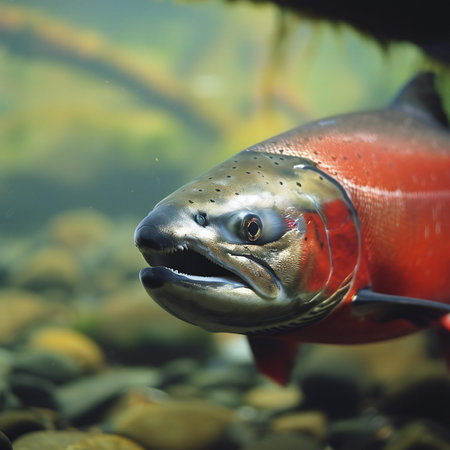 Rainbow trout (Salmon tricolor) swimming in aquariumの素材