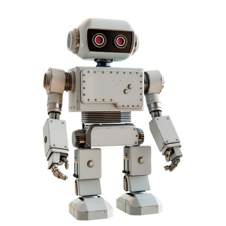 a vintage robot isolated on white backgroundの素材