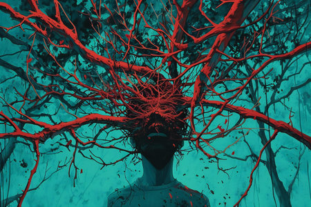 a man with a tree in his head.の素材