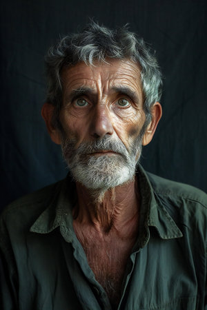 Portrait of an old man with a gray beard and mustache.の素材