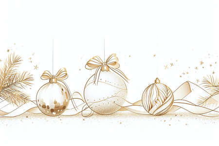 Christmas background with baubles and ribbons.の素材