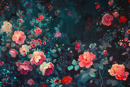 Beautiful watercolor floral background with roses. Hand-drawn illustration.の素材