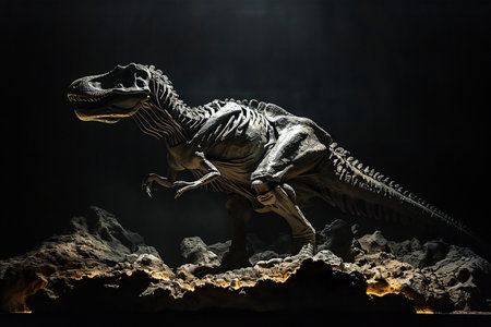 Dinosaur Tyrannosaurus Rex on dark background.の素材