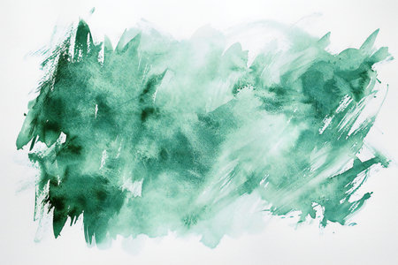 Abstract green watercolor painted background. Texture paper. Hand drawn.の素材
