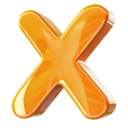 Orange Letter X isolated on white background,の素材