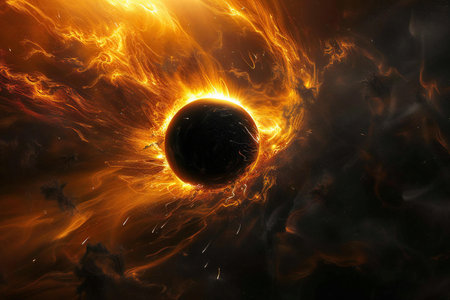 Fiery planet in space,の素材