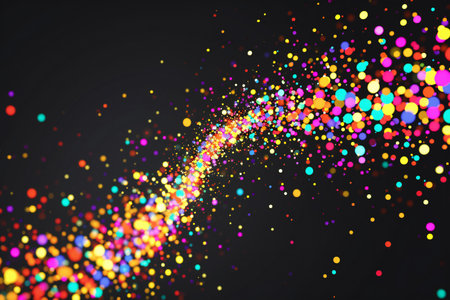 Abstract background with multicolored glittering particles.の素材