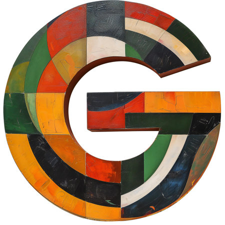 Colorful wooden letter G on white background.の素材