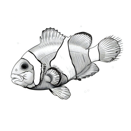 Clown anemone fish. Hand drawnの素材