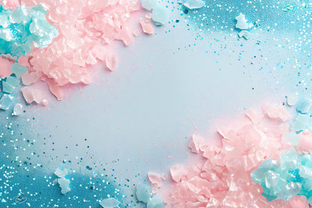 pink, blue and turquoise glitter background with copy spaceの素材