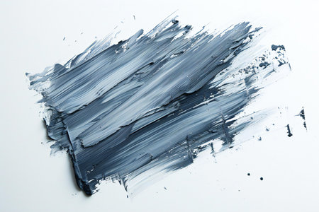 Blue paint brush stroke isolated on white background. Abstract oil painting.の素材