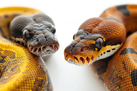 Boa constrictor or Python reticulatus isolated on white backgroundの素材