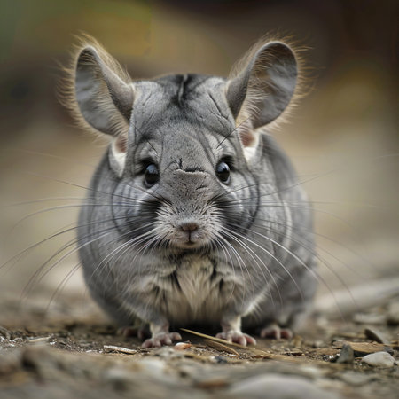 Portrait of a chinchilla (Chinchilla inca)の素材