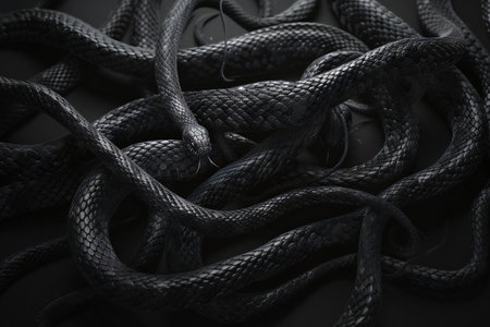Black snake on a black background. Black snake on a black background.の素材