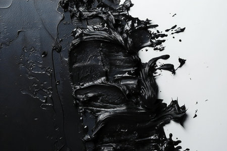 black oil paint on a white background close-up, abstract backgroundの素材