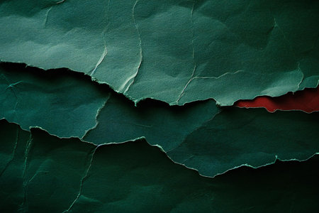 Green torn paper with space for text. Abstract grunge background.の素材