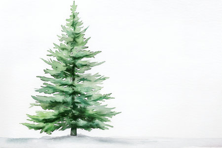 Watercolor Christmas tree isolated on white background. Hand drawn illustration.の素材