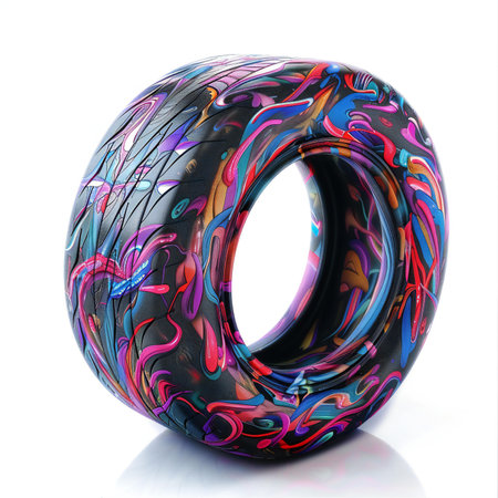 Tire. 3D illustration on white background. Isolated.の素材