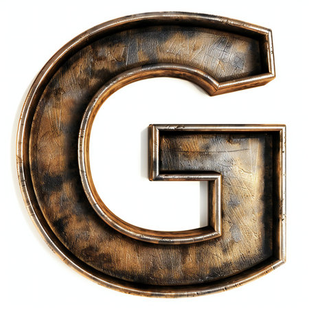 letter G in old metal on a white isolated background. 3dの素材