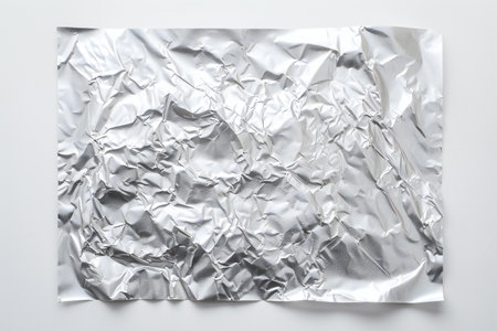 Photo pour Crumpled aluminum foil isolated on white background. Top view. - image libre de droit