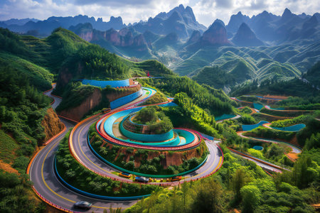 Wulingyuan Mountain Road, Zhangjiajie Cityの素材