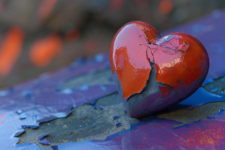 Broken heart on the ground. Broken heart. Love concept.の素材