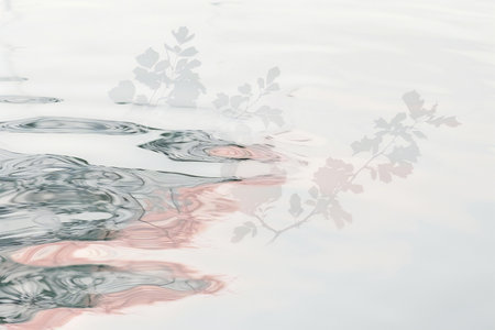 Water surface with leaf and reflection, close-up. Nature backgroundの素材
