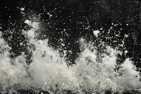 Splashes of water on a black background. Abstract background for design.の素材