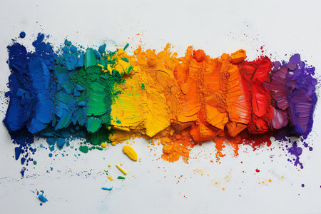 Colorful crayons on a white background, close-upの素材