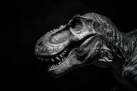 Dinosaur model on a black background. T-rex. Dinosaurs.の素材