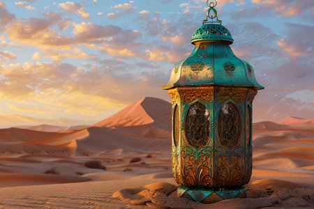 Lantern in the Sahara desert, Morocco. 3d renderingの素材