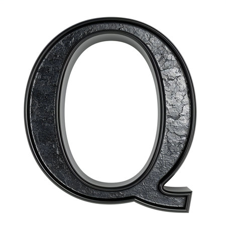 Metal letter Q uppercase isolated on white. Computer generated 3D photo rendering.の素材