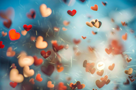 Heart bokeh background, Love and Valentine's day concept.の素材