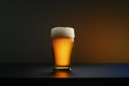 Glass of beer on dark background, closeup. Alcohol drink conceptの素材