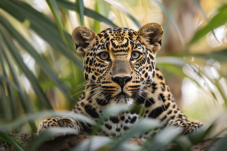 Portrait of a leopard in the jungle. Wild animal.の素材