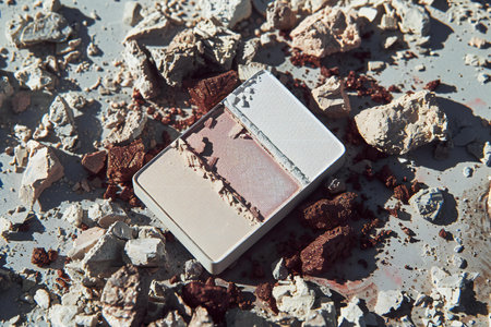 eyeshadow palette on a white background in close-up.の素材